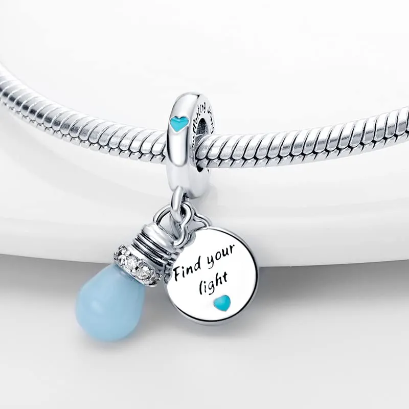 KUNSIR Bead Charm in Argento Sterling 925 con Cubic Zirconia, Compatibile con Braccialetti e Collane Europei - immagine 2