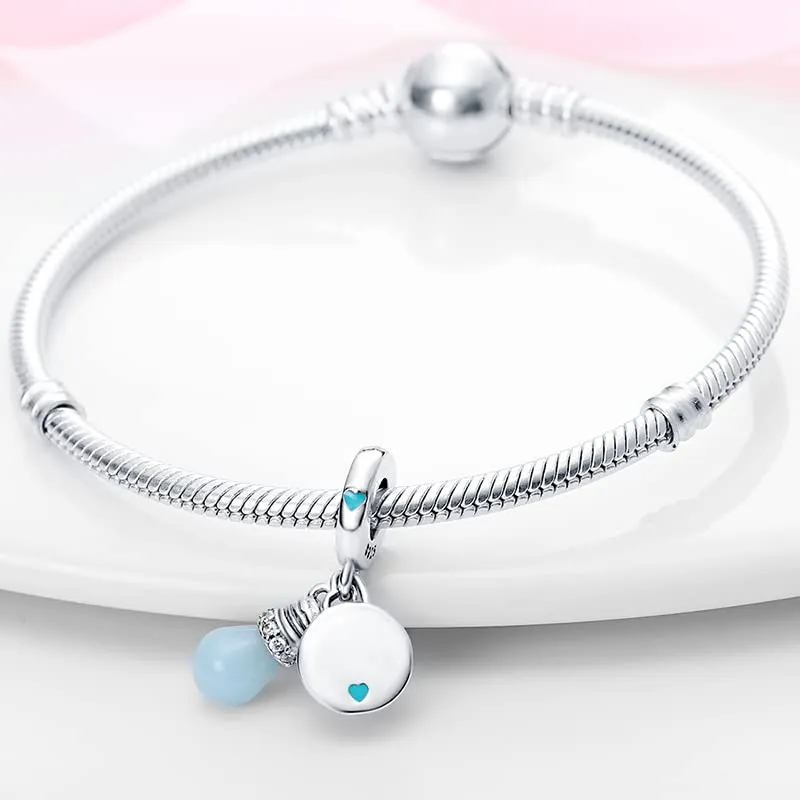 KUNSIR Bead Charm in Argento Sterling 925 con Cubic Zirconia, Compatibile con Braccialetti e Collane Europei - immagine 3