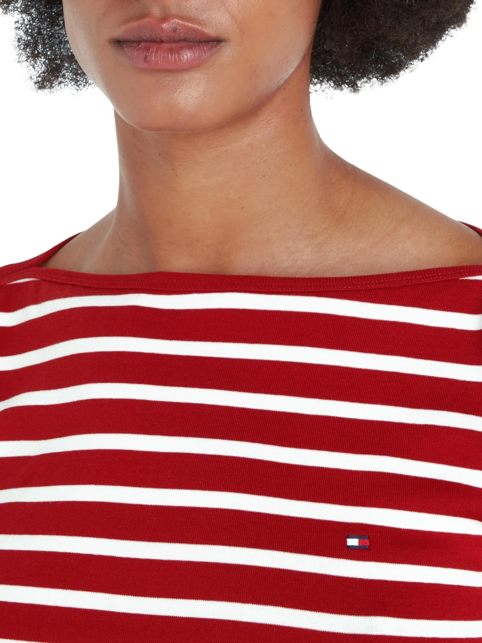 Tommy Hilfiger Donna Maglietta Maniche Lunghe New Cody Slim Scollo a Barca, Multicolore (Breton STP/Dark Magma/Ecru), XS - immagine 3