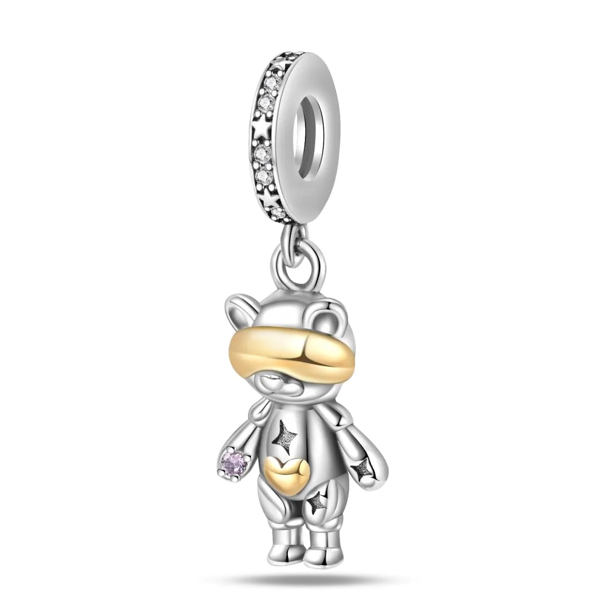 KUNSIR Bead Charm in Argento Sterling 925 con Cubic Zirconia, Compatibile con Braccialetti e Collane Europei - immagine 1