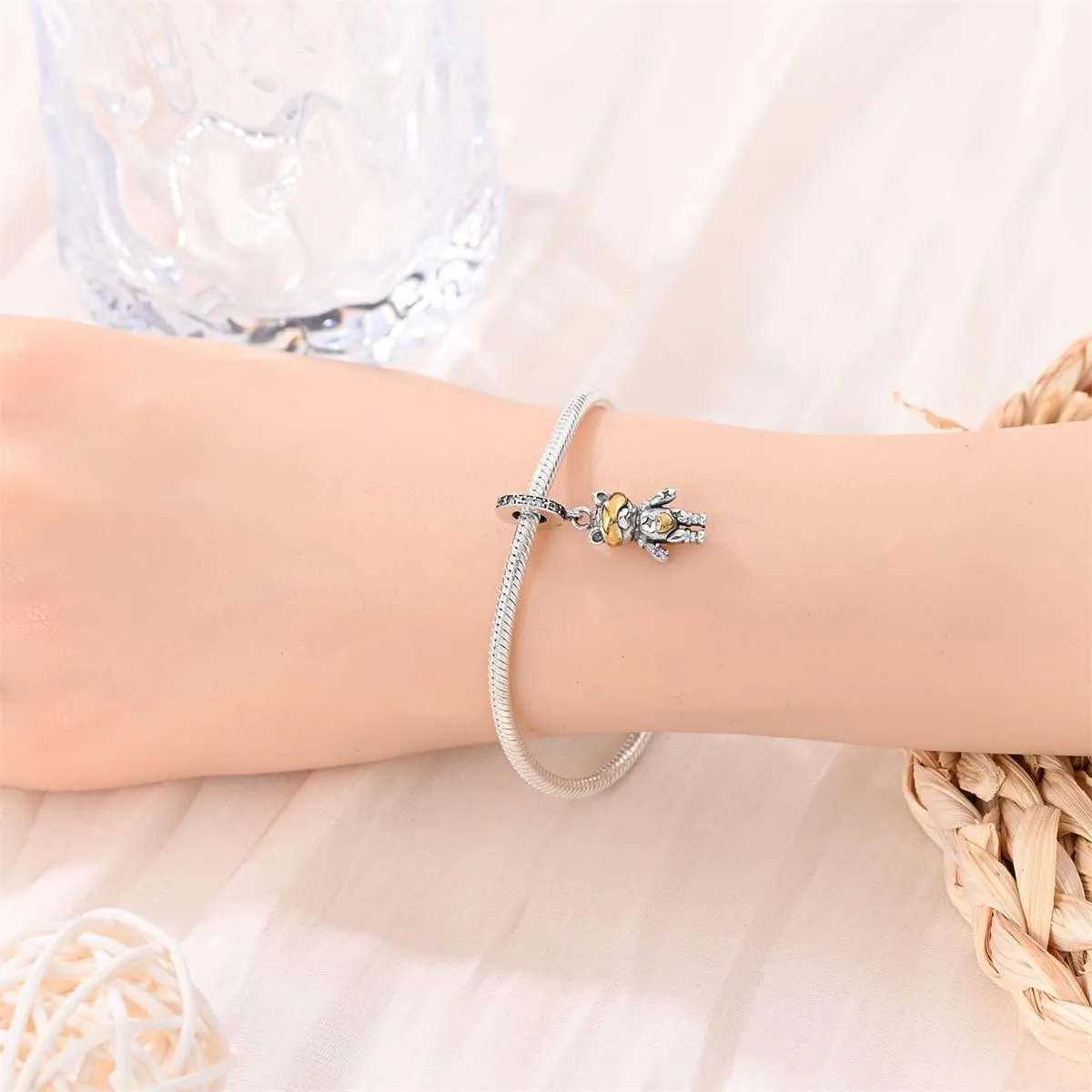 KUNSIR Bead Charm in Argento Sterling 925 con Cubic Zirconia, Compatibile con Braccialetti e Collane Europei - immagine 4