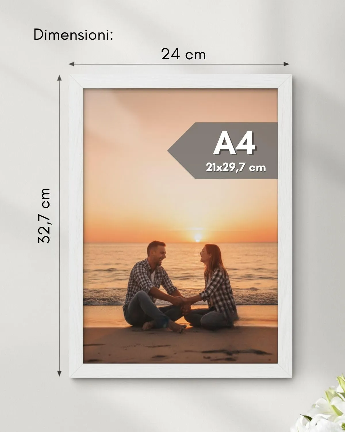 NOOGUI Cornice A4 in Legno, 21x29,7 cm, Bianco - immagine 3