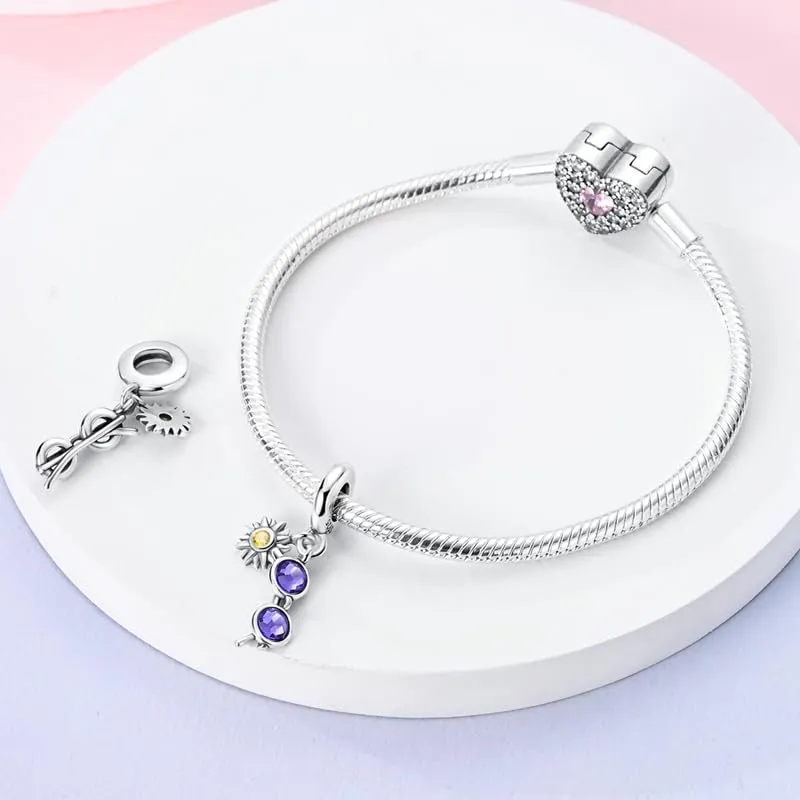 KUNSIR Bead Charm in Argento Sterling 925 con Cubic Zirconia per Braccialetti e Collane Europei - immagine 3