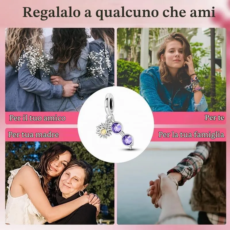 KUNSIR Bead Charm in Argento Sterling 925 con Cubic Zirconia per Braccialetti e Collane Europei - immagine 6