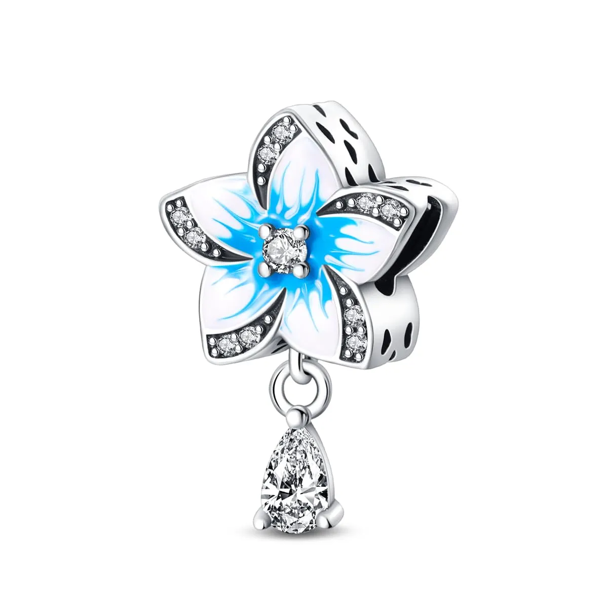 KUNSIR Bead Charm in Argento Sterling 925 con Cubic Zirconia, Compatibile con Braccialetti e Collane Europei - immagine 1
