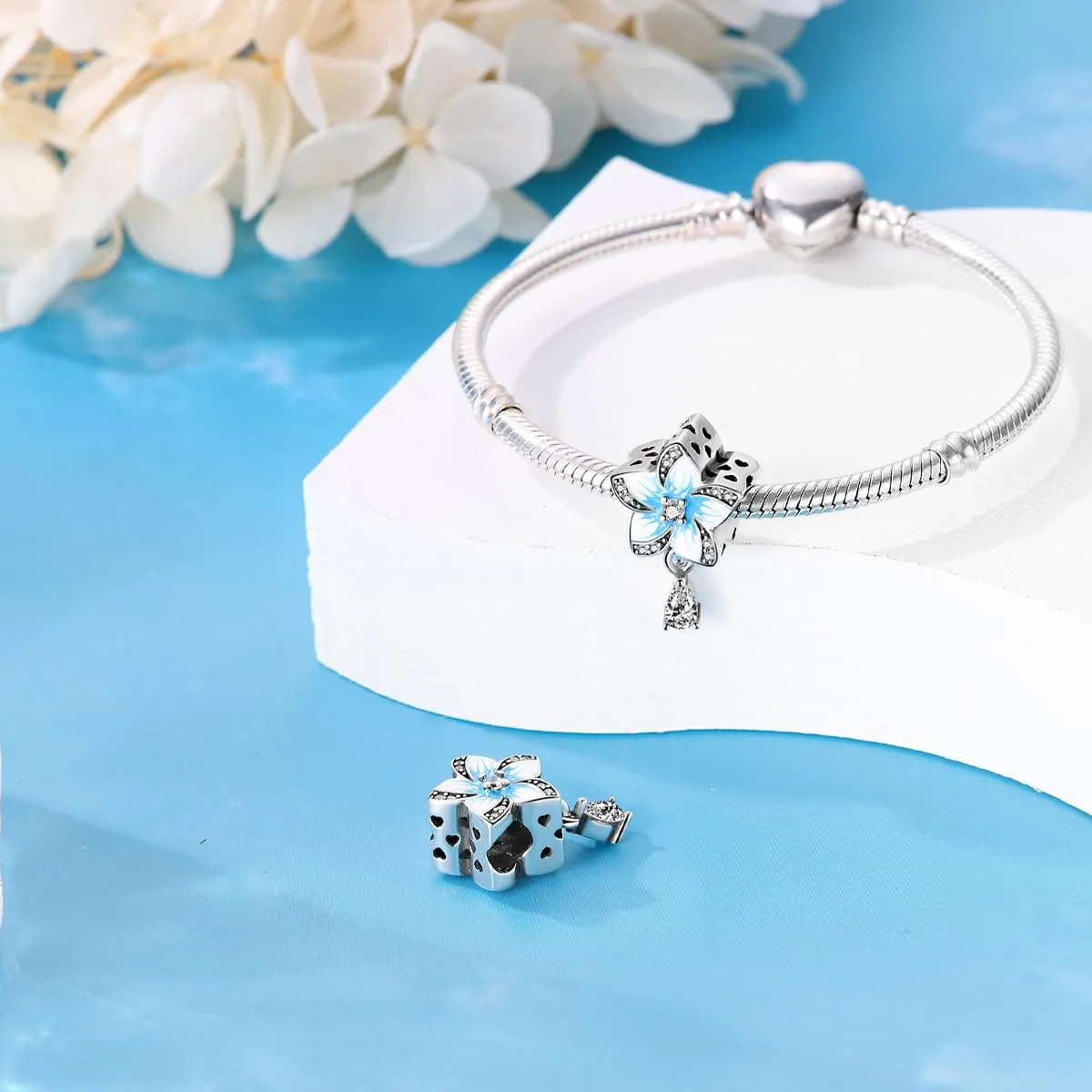 KUNSIR Bead Charm in Argento Sterling 925 con Cubic Zirconia, Compatibile con Braccialetti e Collane Europei - immagine 3