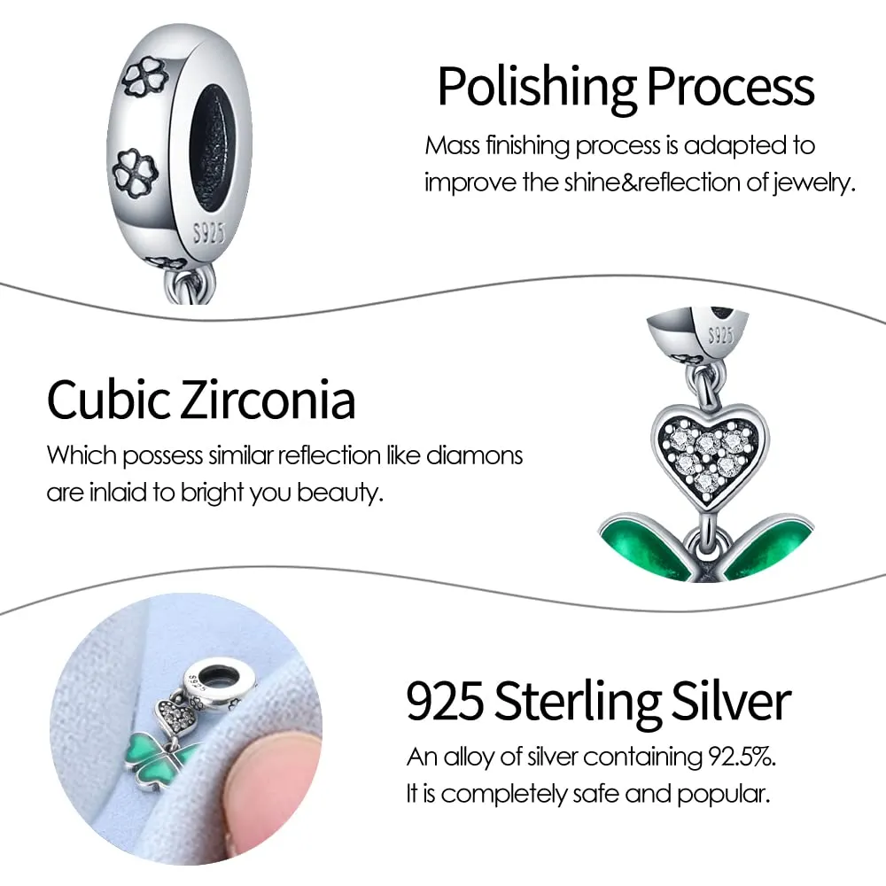 KUNSIR Bead Charm in Argento Sterling 925 con Cubic Zirconia, Compatibile con Braccialetti e Collane Europei - immagine 4