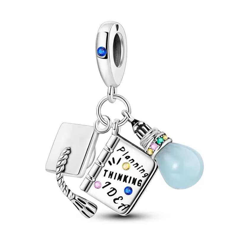 KUNSIR Bead Charm Ciondolo in Argento Sterling 925 con Cubic Zirconia per Braccialetti e Collane Europei - immagine 1