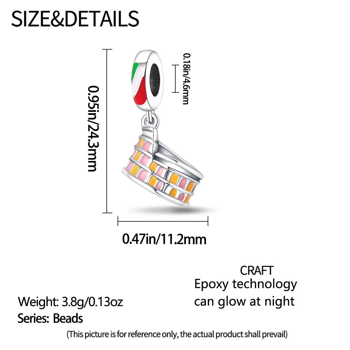 KUNSIR Bead Charm in Argento Sterling 925 con Cubic Zirconia, Compatibile con Braccialetti e Collane Europei - immagine 6
