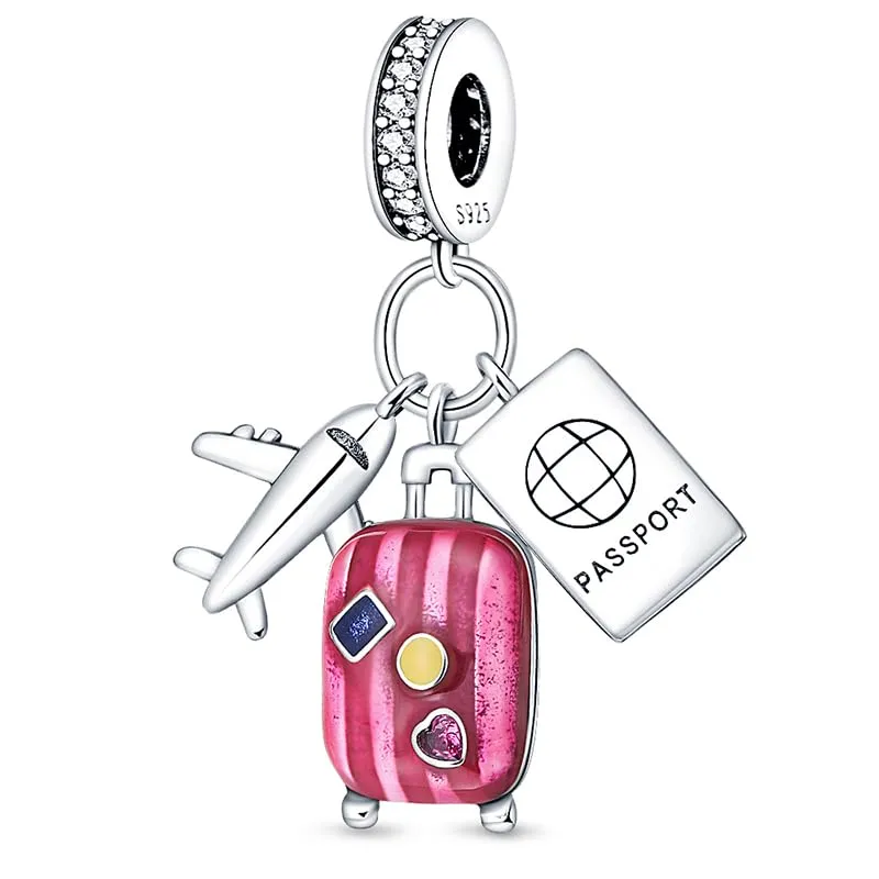KUNSIR Bead Charm Ciondolo Argento Sterling 925 con Cubic Zirconia per Braccialetti e Collane Europei - immagine 1