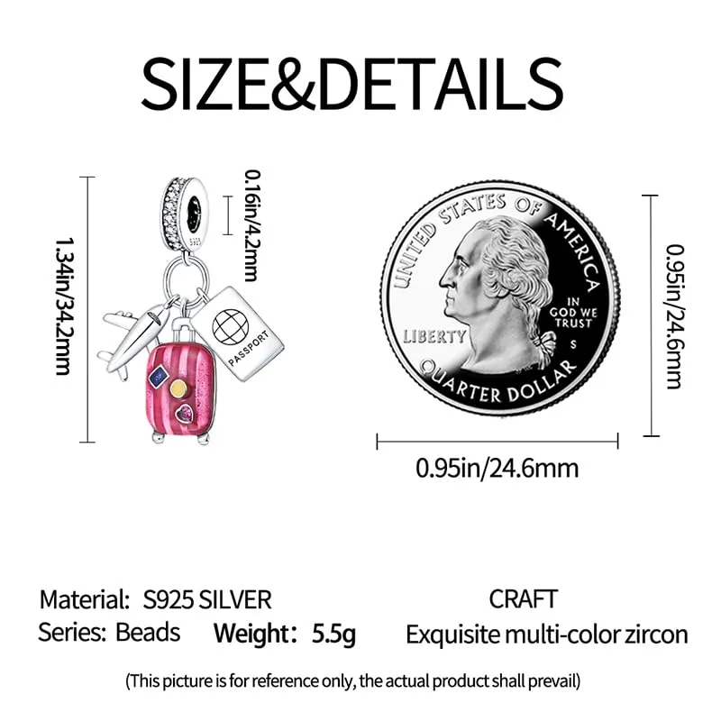 KUNSIR Bead Charm Ciondolo Argento Sterling 925 con Cubic Zirconia per Braccialetti e Collane Europei - immagine 3