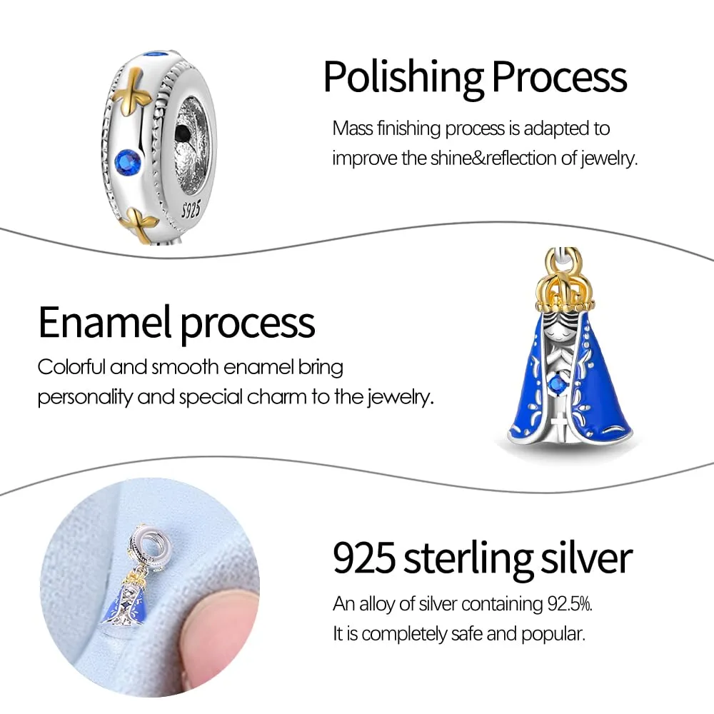 KUNSIR Bead Charm in Argento Sterling 925 con Cubic Zirconia per Braccialetti e Collane Europei - immagine 4
