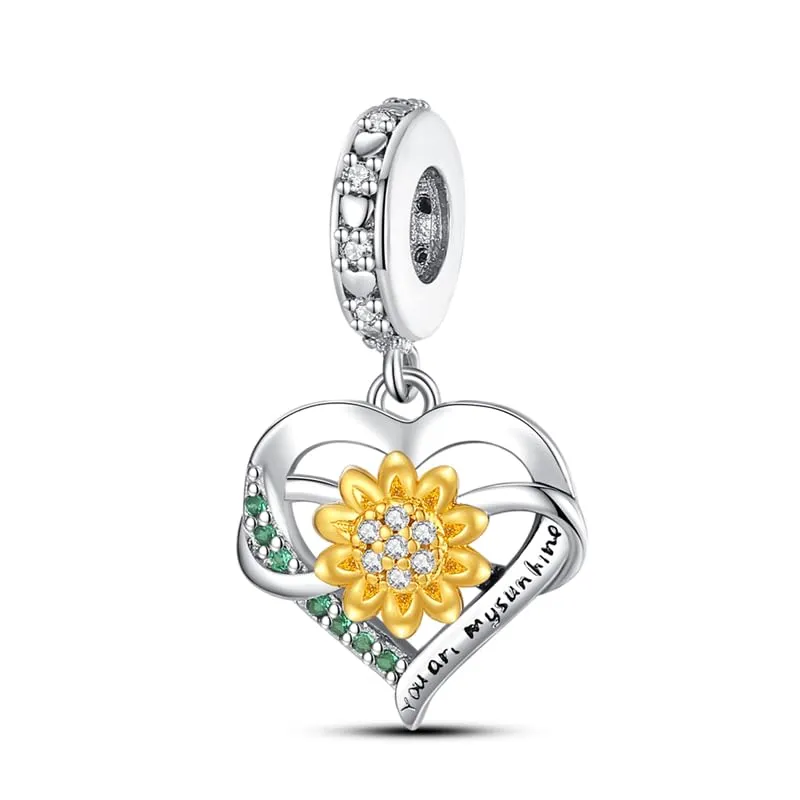 KUNSIR Bead Charm Ciondolo Argento Sterling 925 con Cubic Zirconia per Braccialetti e Collane Europei - immagine 1
