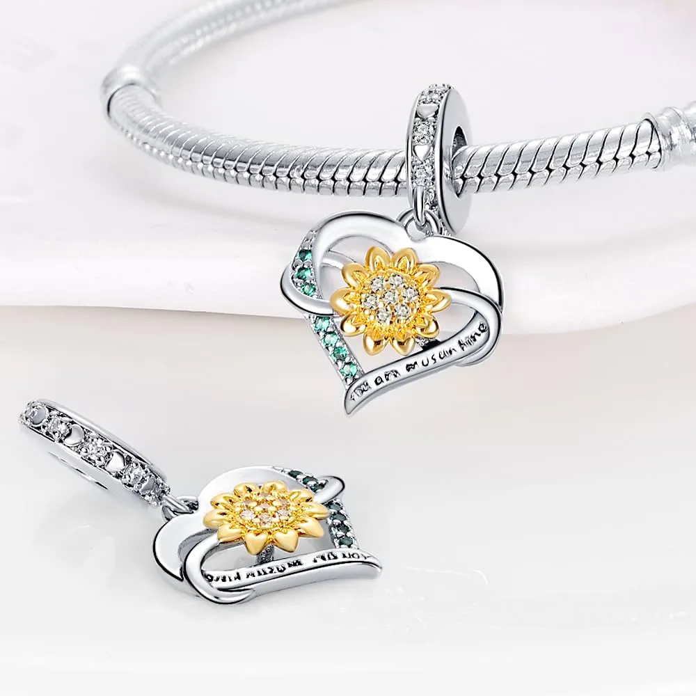 KUNSIR Bead Charm Ciondolo Argento Sterling 925 con Cubic Zirconia per Braccialetti e Collane Europei - immagine 2