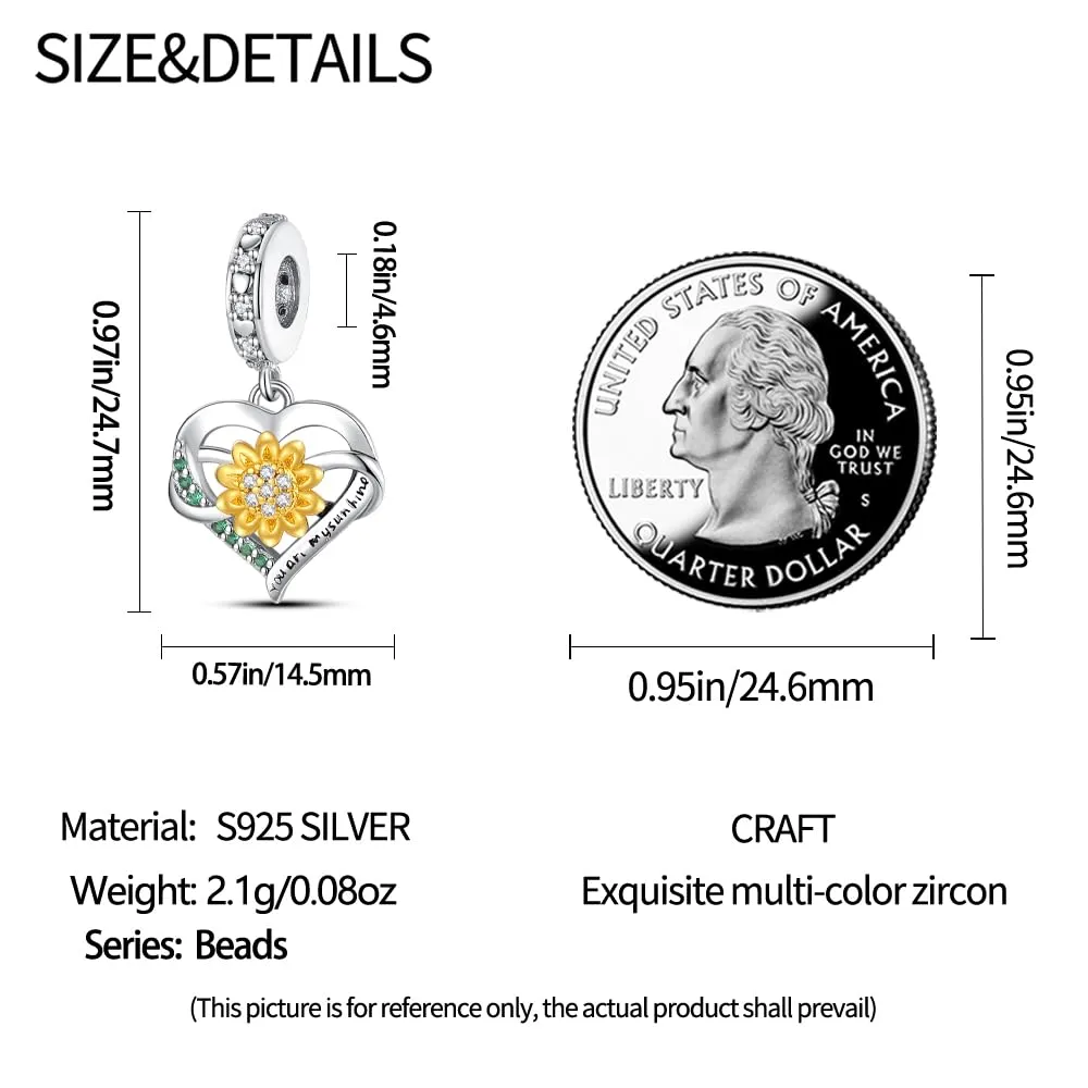 KUNSIR Bead Charm Ciondolo Argento Sterling 925 con Cubic Zirconia per Braccialetti e Collane Europei - immagine 5