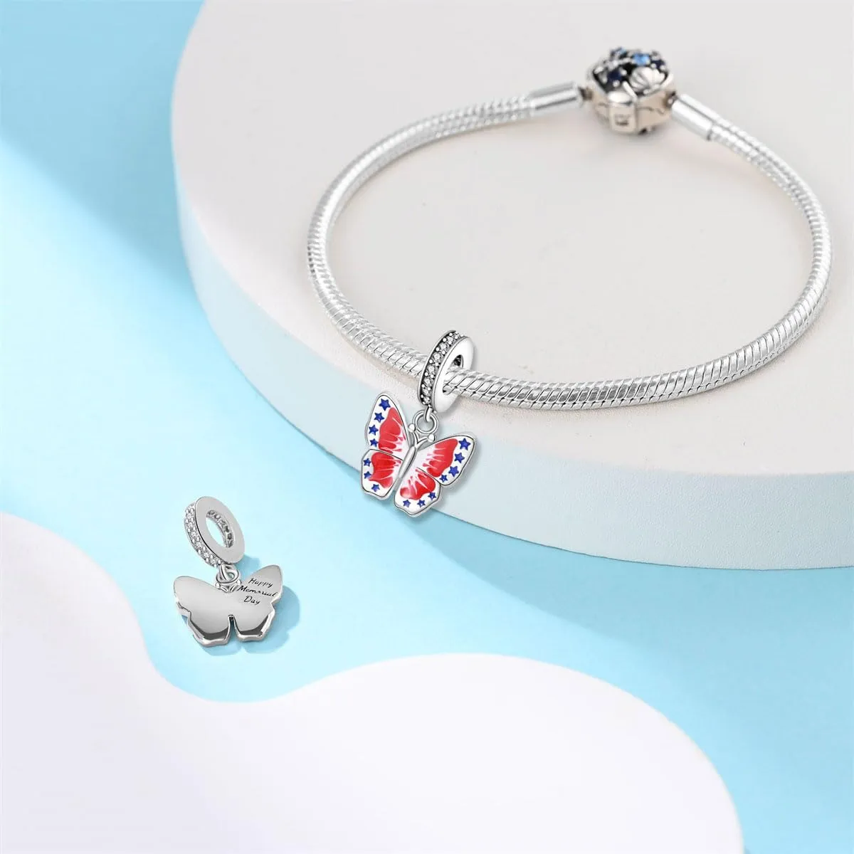 KUNSIR Bead Charm in Argento Sterling 925 con Cubic Zirconia, Compatibile con Braccialetti e Collane Europei - immagine 3
