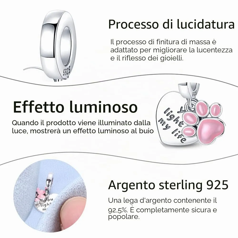 KUNSIR Bead Charm in Argento Sterling 925 con Cubic Zirconia, Compatibile con Braccialetti e Collane Europei - immagine 5