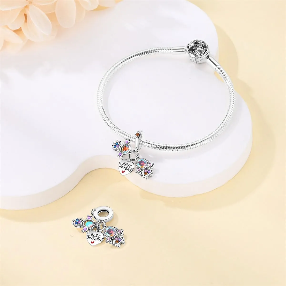 KUNSIR Bead Charm Ciondolo Argento Sterling 925 con Cubic Zirconia per Braccialetti e Collane Europei - immagine 3