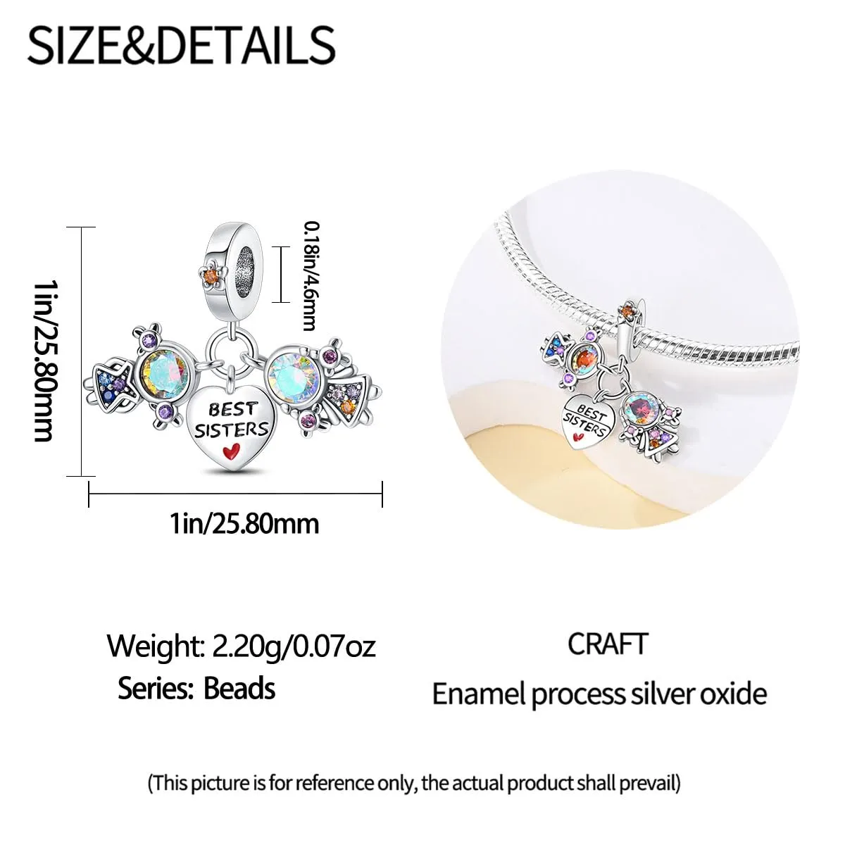 KUNSIR Bead Charm Ciondolo Argento Sterling 925 con Cubic Zirconia per Braccialetti e Collane Europei - immagine 5