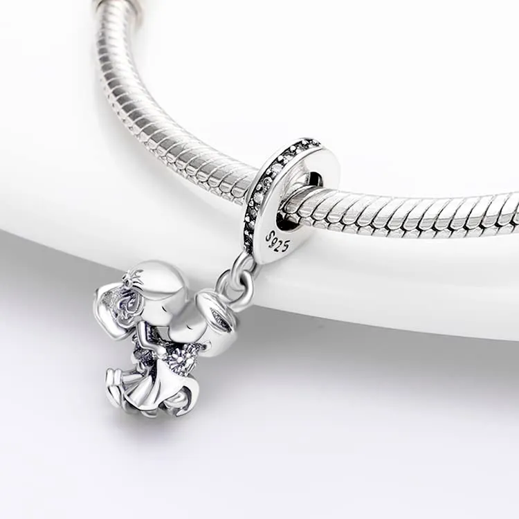 KUNSIR Bead Charm Ciondolo Argento Sterling 925 con Cubic Zirconia per Braccialetti e Collane Europei - immagine 2