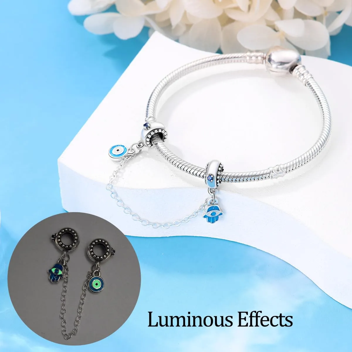 KUNSIR Bead Charm in Argento Sterling 925 con Cubic Zirconia per Braccialetti e Collane Europei - immagine 3