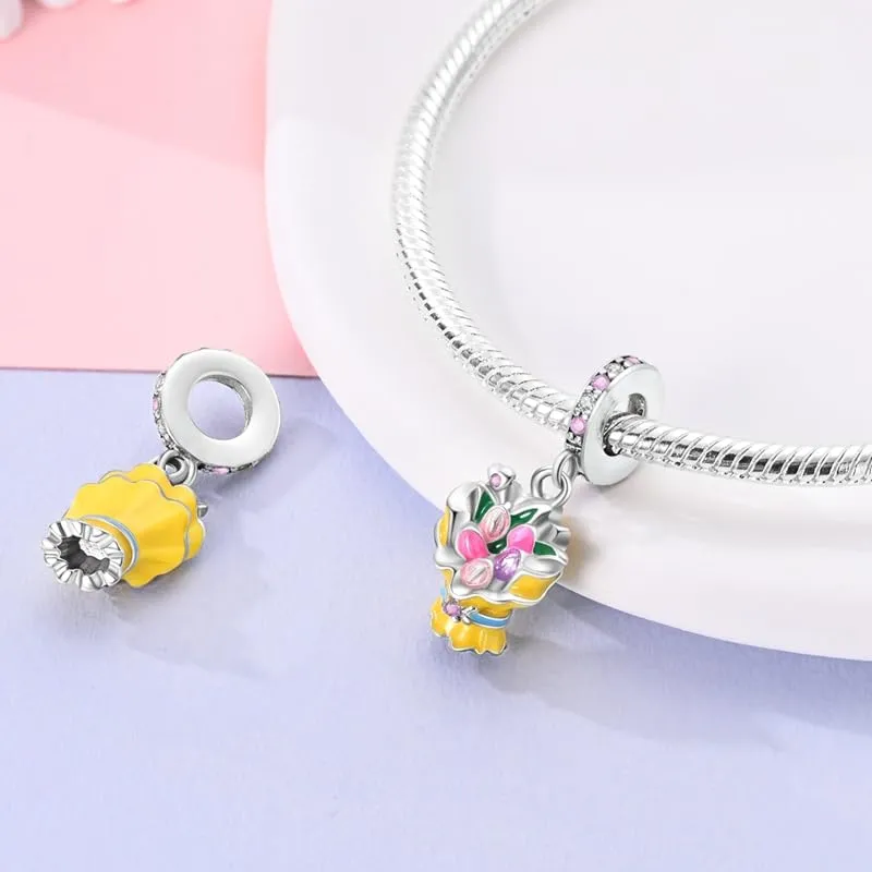 KUNSIR Ciondolo in Argento Sterling 925 con Cubic Zirconia, Compatibile con Braccialetti e Collane Europei - immagine 2
