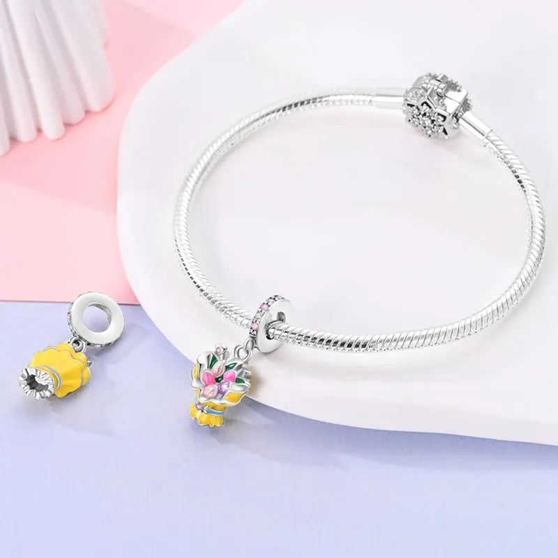 KUNSIR Ciondolo in Argento Sterling 925 con Cubic Zirconia, Compatibile con Braccialetti e Collane Europei - immagine 3