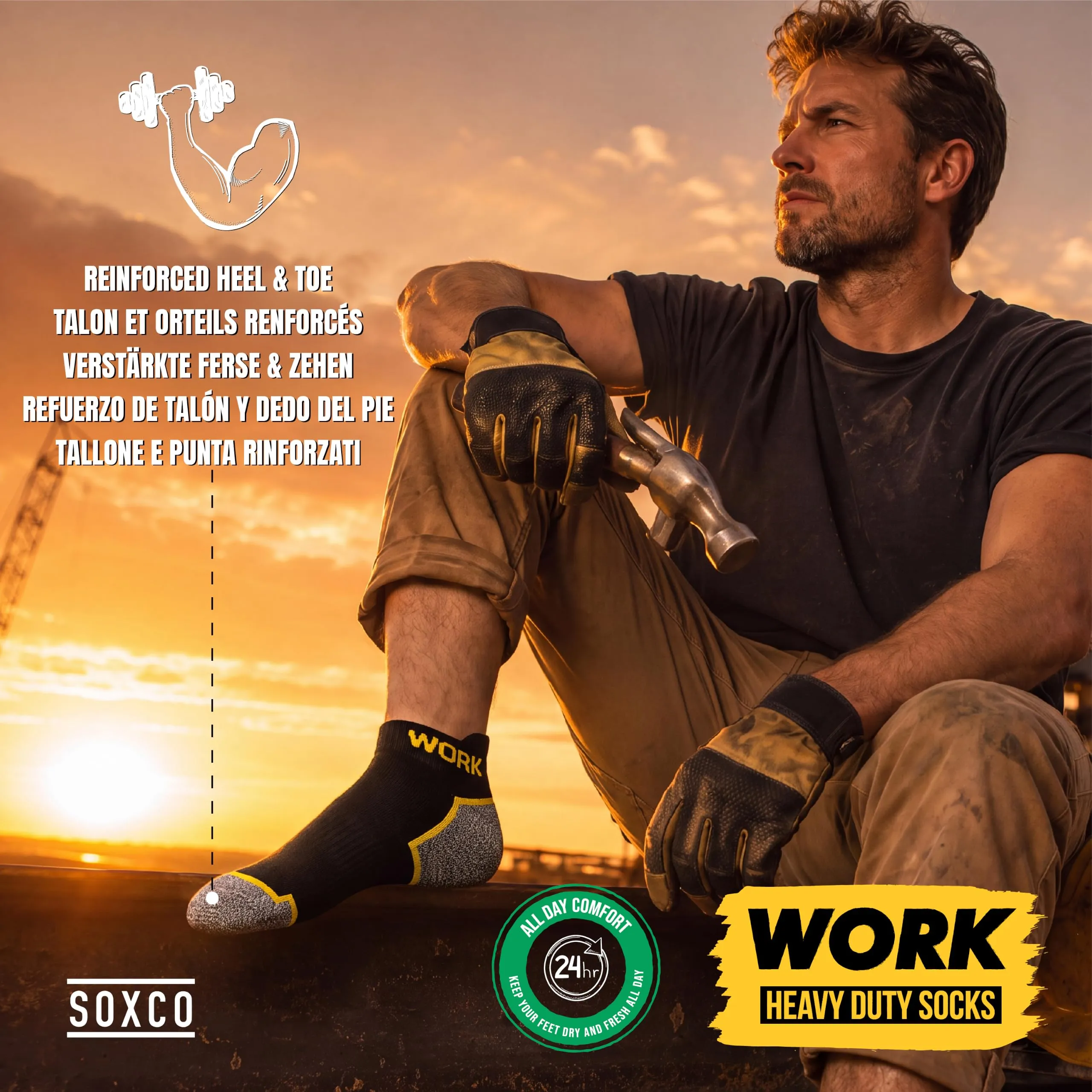 SOXCO Calze Lavoro Corte Rinforzate, 10 Paia, 35-38 - immagine 8