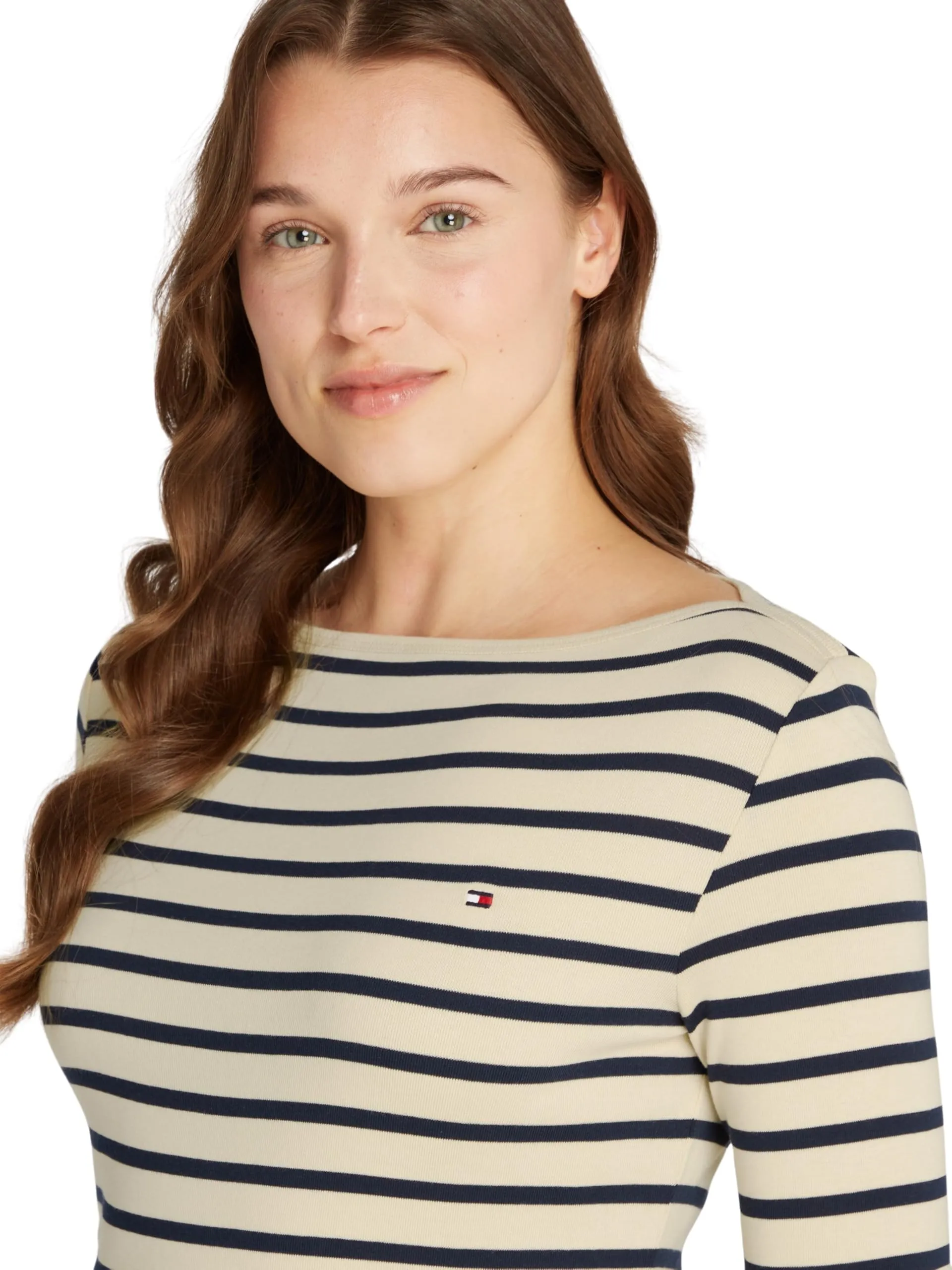 Tommy Hilfiger Donna Maglietta Maniche Lunghe New Cody Slim Scollo a Barca, Multicolore, XXS - immagine 3