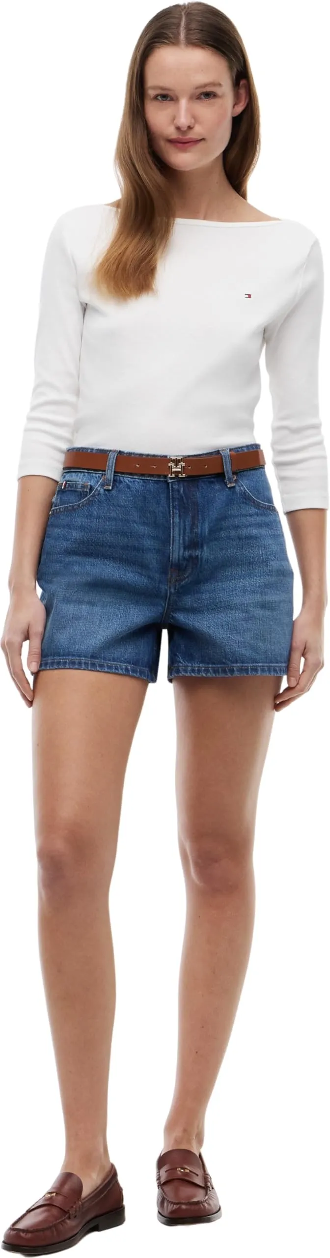 Tommy Hilfiger Donna Maglietta Maniche Lunghe New Cody Slim Scollo a Barca, Bianco (NOS Ecru), L - immagine 5