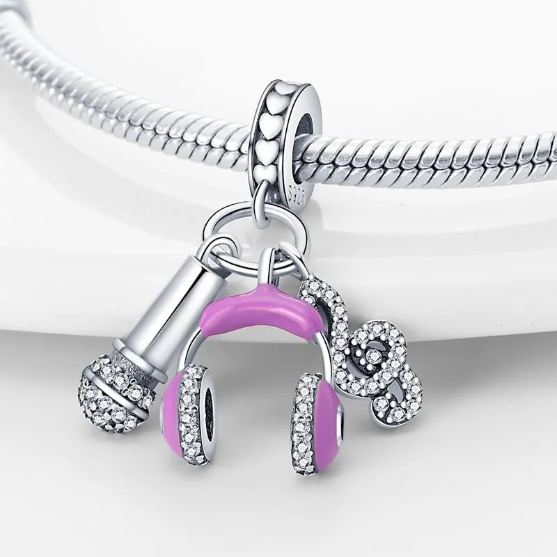 KUNSIR Bead Charm in Argento Sterling 925 e Cubic Zirconia per Braccialetti e Collane Europei - immagine 2