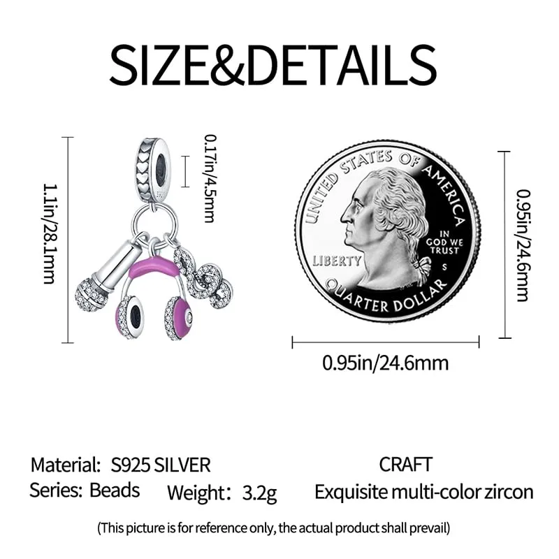 KUNSIR Bead Charm in Argento Sterling 925 e Cubic Zirconia per Braccialetti e Collane Europei - immagine 4