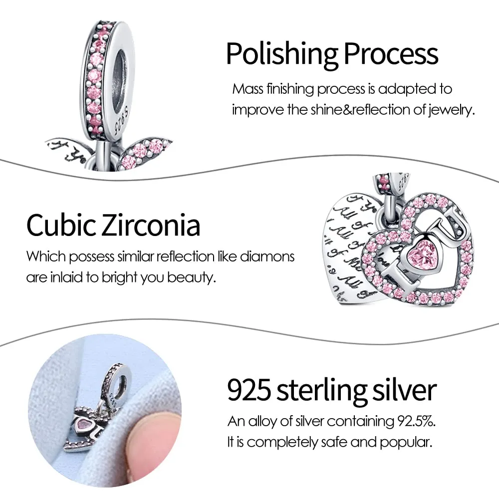 KUNSIR Bead Charm in Argento Sterling 925 con Cubic Zirconia per Braccialetti e Collane Europei - immagine 3