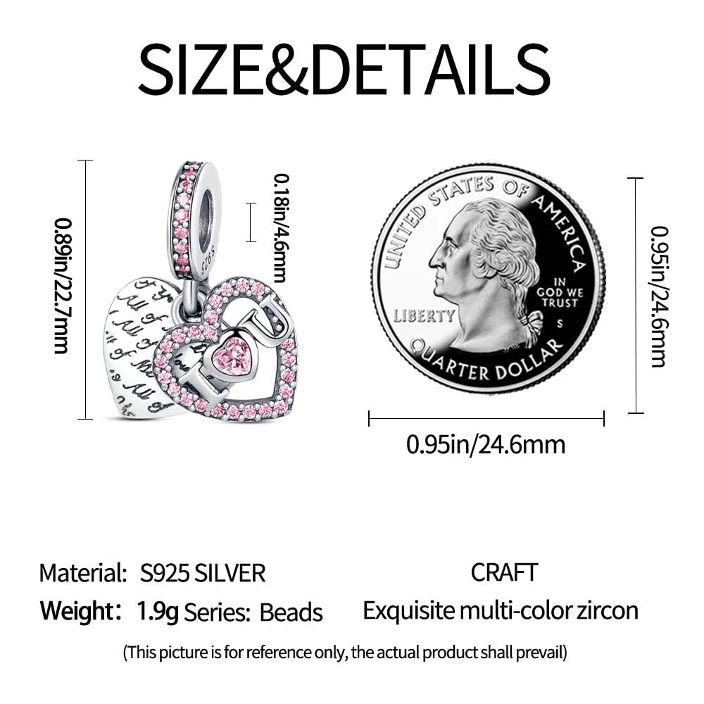 KUNSIR Bead Charm in Argento Sterling 925 con Cubic Zirconia per Braccialetti e Collane Europei - immagine 5
