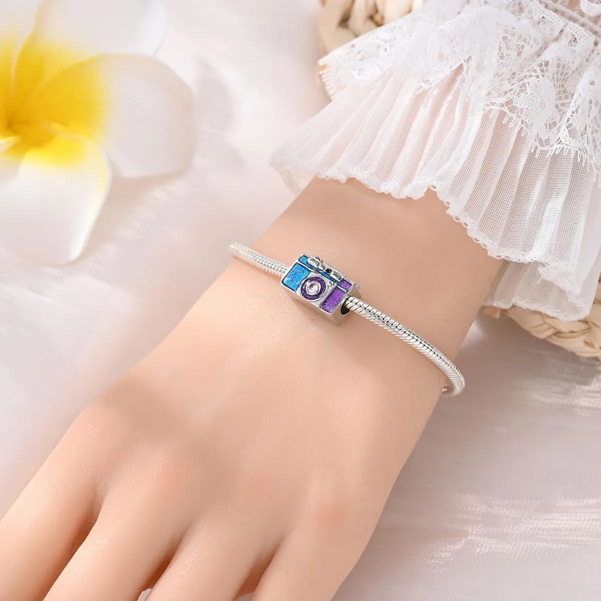 KUNSIR Bead Charm Ciondolo Argento Sterling 925 con Cubic Zirconia per Pandora Braccialetti e Collane Europei - immagine 4