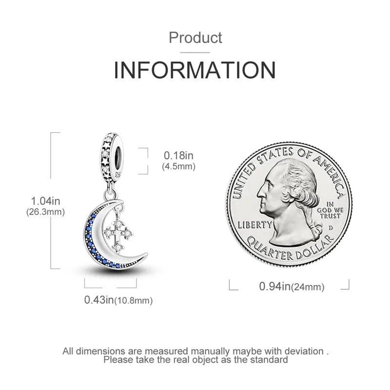 KUNSIR Bead Charm Ciondolo Argento Sterling 925 con Cubic Zirconia per Pandora, Compatibile con Braccialetti e Collane Europei - immagine 5