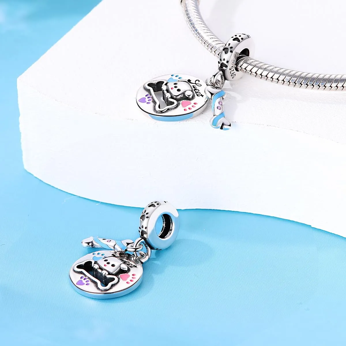 KUNSIR Ciondolo in Argento Sterling 925 con Cubic Zirconia per Braccialetti e Collane Europei - immagine 2