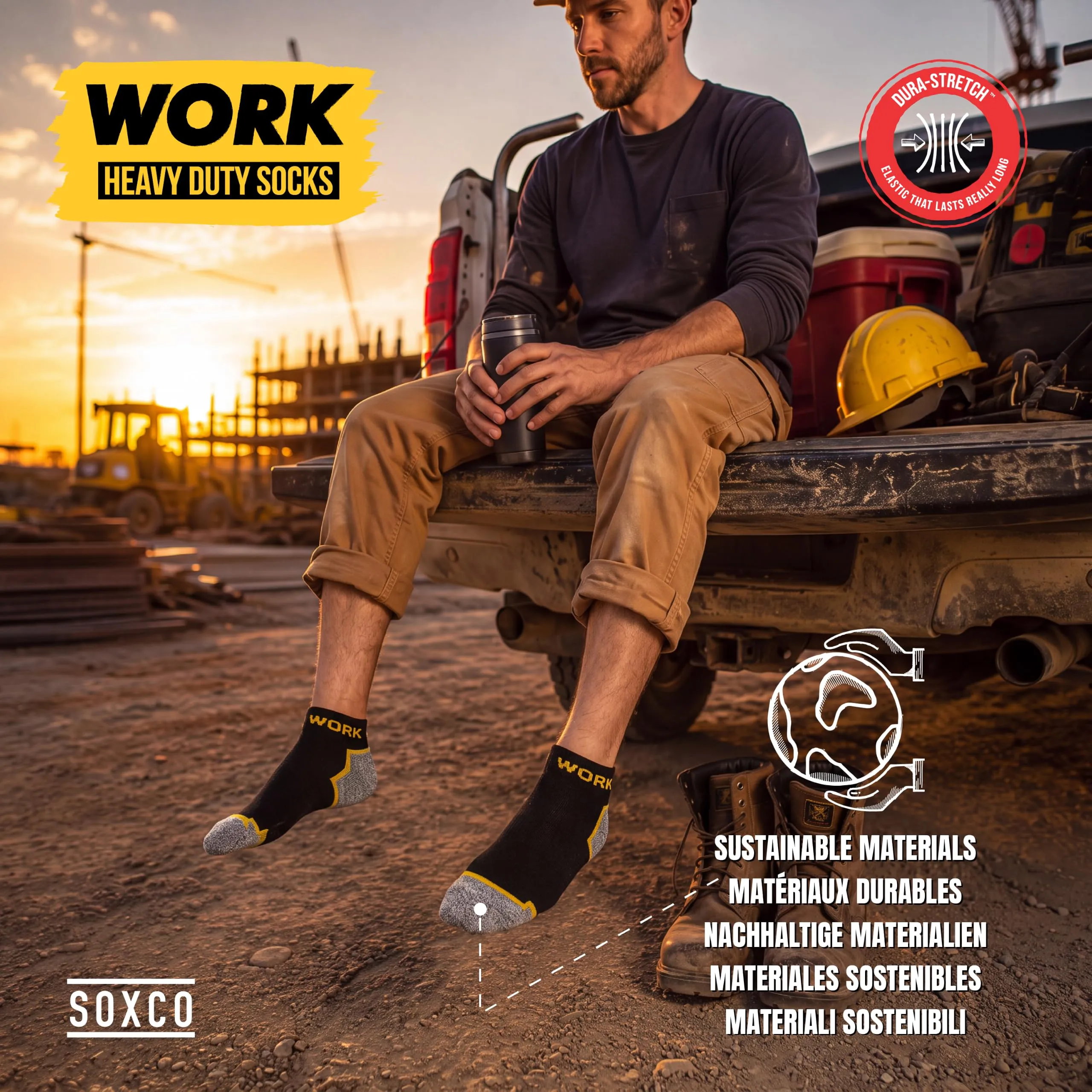 SOXCO Calze Lavoro Corte Rinforzate, 10 Paia, 47-50 - immagine 9