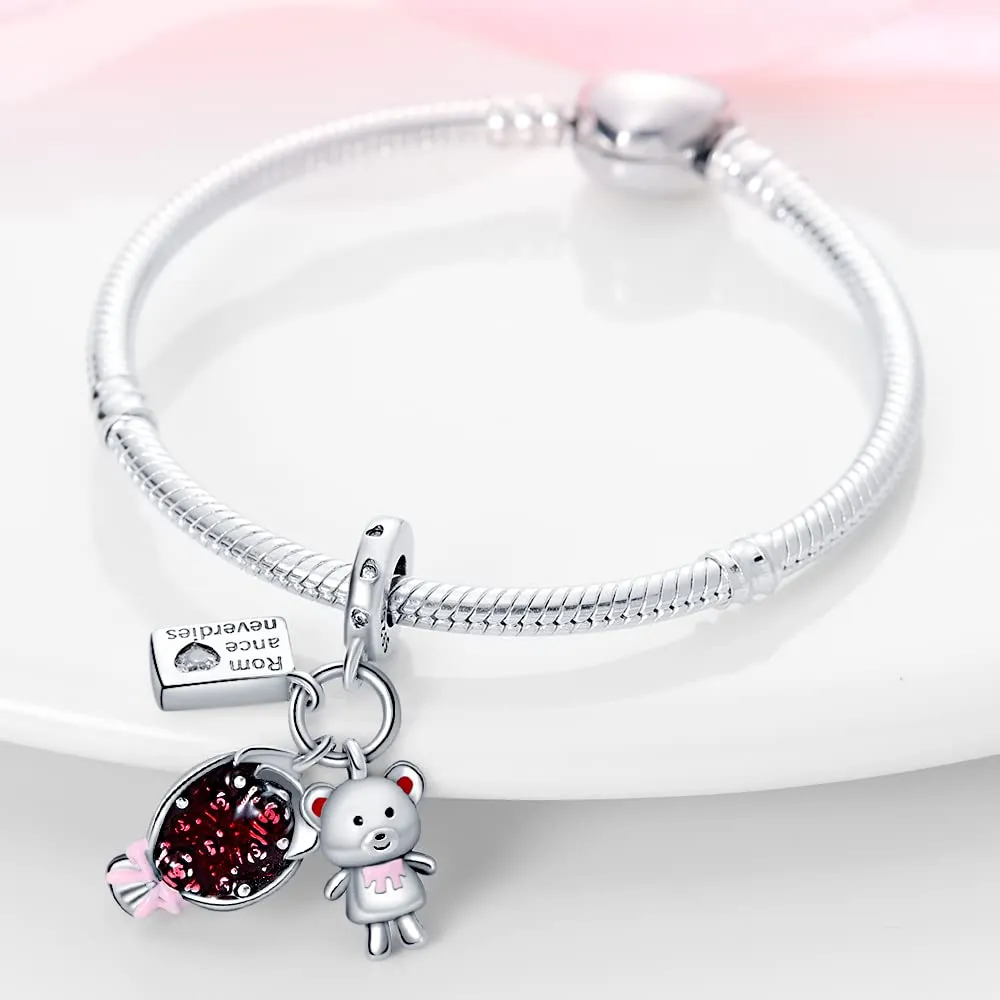 KUNSIR Bead Charm Ciondolo Argento Sterling 925 con Cubic Zirconia per Pandora Braccialetti e Collane Europei - immagine 3
