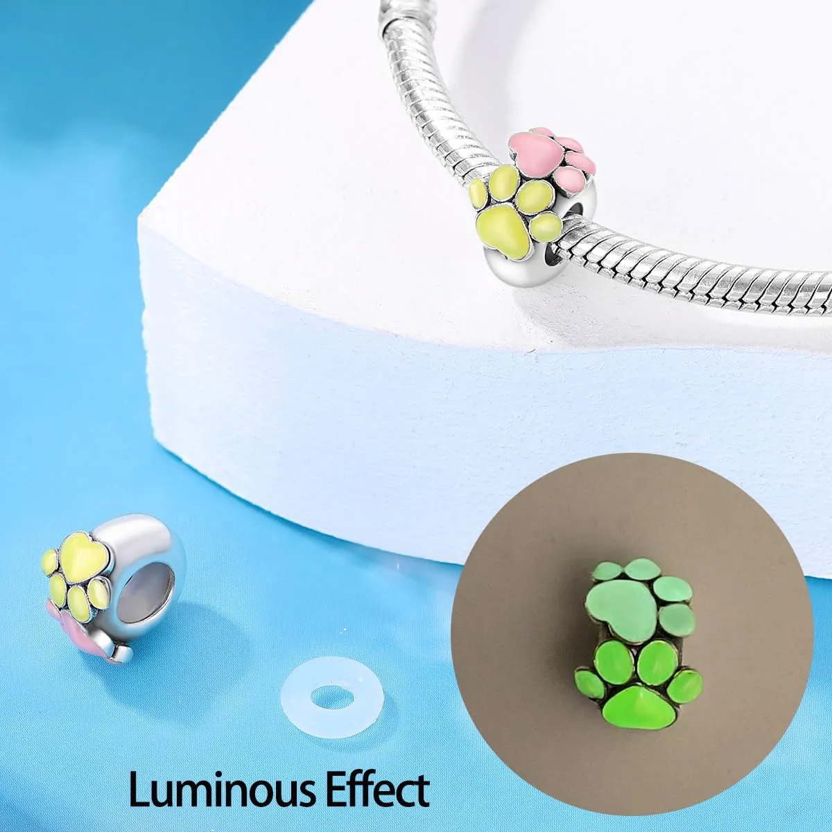 KUNSIR Bead Charm in Argento Sterling 925 con Cubic Zirconia per Braccialetti e Collane Europei - immagine 3