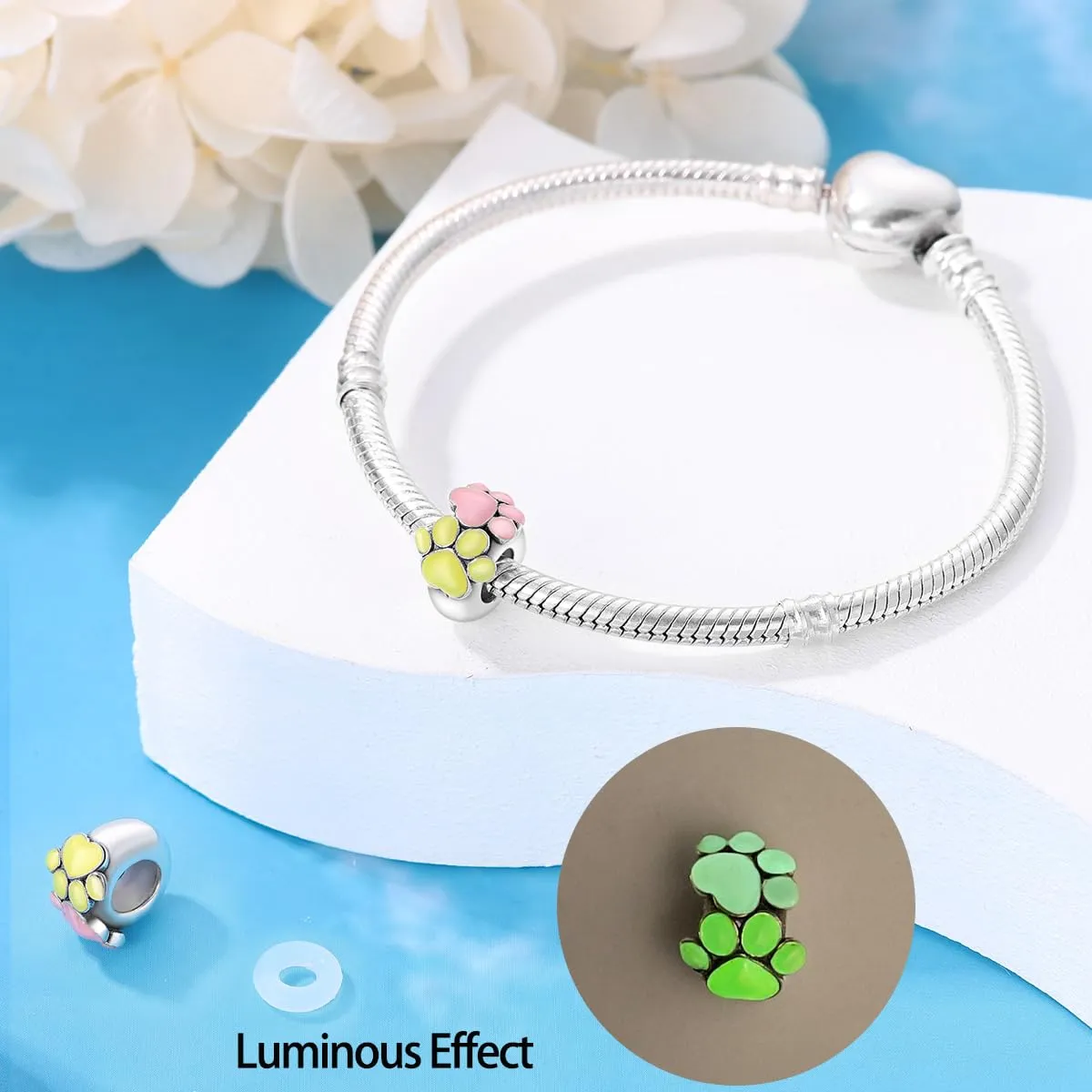 KUNSIR Bead Charm in Argento Sterling 925 con Cubic Zirconia per Braccialetti e Collane Europei - immagine 4