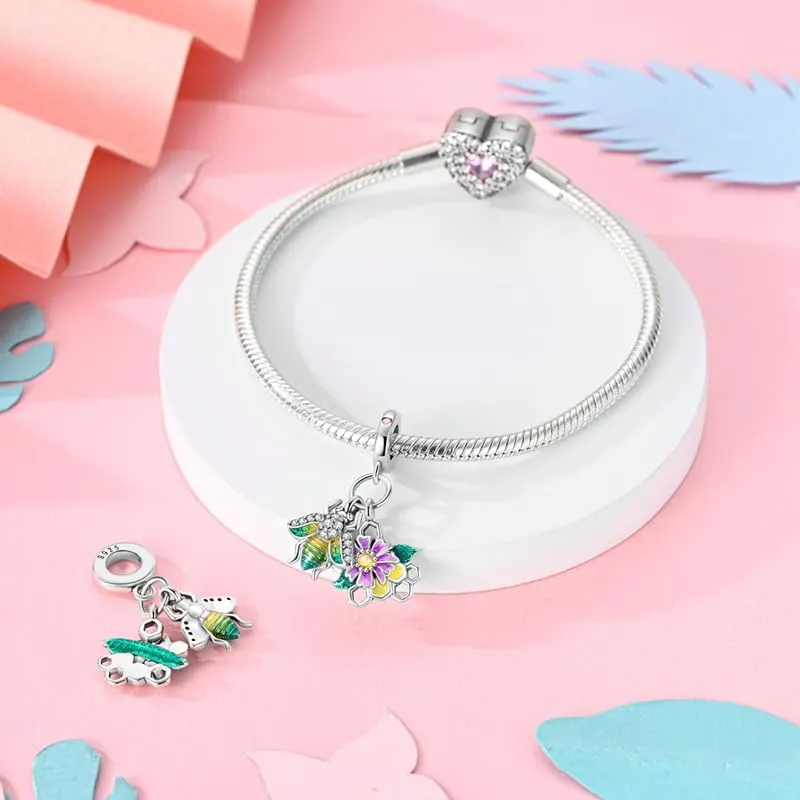 KUNSIR Bead Charm Ciondolo Argento Sterling 925 con Cubic Zirconia per Braccialetti e Collane Europei - immagine 3