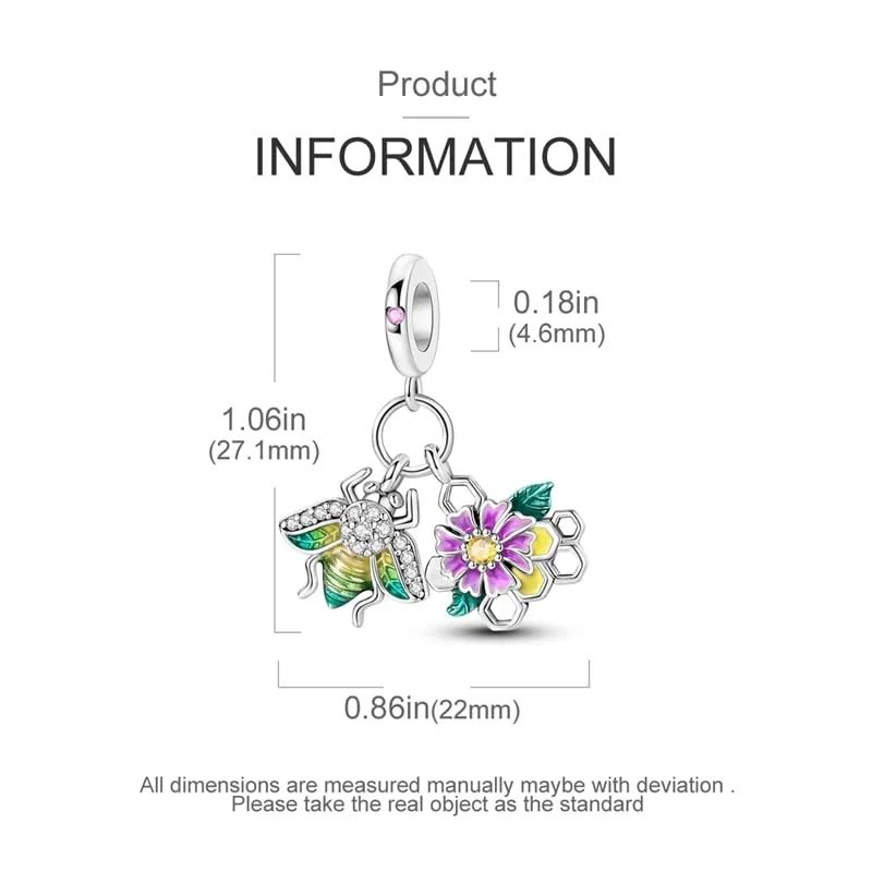 KUNSIR Bead Charm Ciondolo Argento Sterling 925 con Cubic Zirconia per Braccialetti e Collane Europei - immagine 5