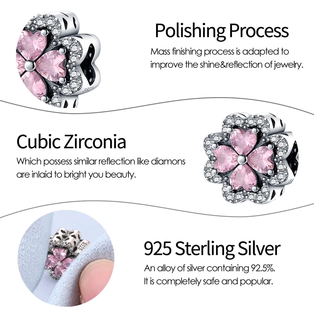 KUNSIR Bead Charm in Argento Sterling 925 con Cubic Zirconia, Compatibile con Braccialetti e Collane Europei - immagine 4