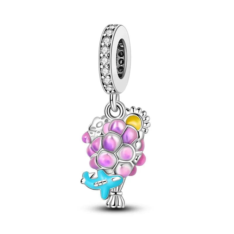 KUNSIR Bead Charm Ciondolo Argento Sterling 925 con Cubic Zirconia per Braccialetti e Collane Europei - immagine 1