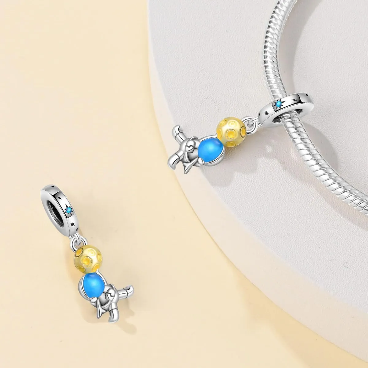 KUNSIR Bead Charm in Argento Sterling 925 con Cubic Zirconia per Braccialetti e Collane Europei - immagine 2