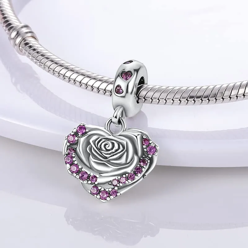 KUNSIR Ciondolo in Argento Sterling 925 con Cubic Zirconia, Compatibile con Braccialetti e Collane Europei - immagine 3
