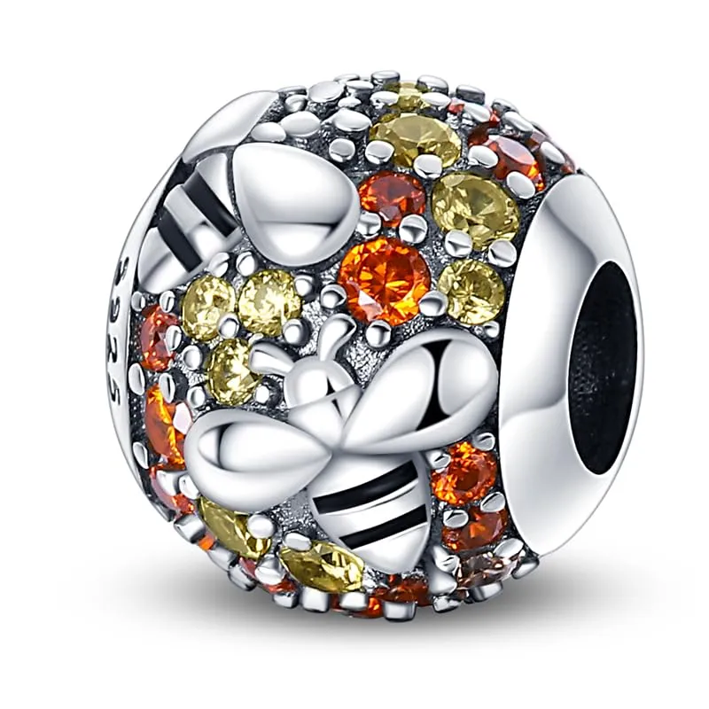 KUNSIR Bead Charm in Argento Sterling 925 con Cubic Zirconia, Compatibile con Braccialetti e Collane Europei - immagine 1