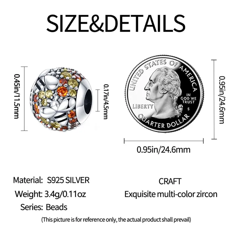 KUNSIR Bead Charm in Argento Sterling 925 con Cubic Zirconia, Compatibile con Braccialetti e Collane Europei - immagine 5