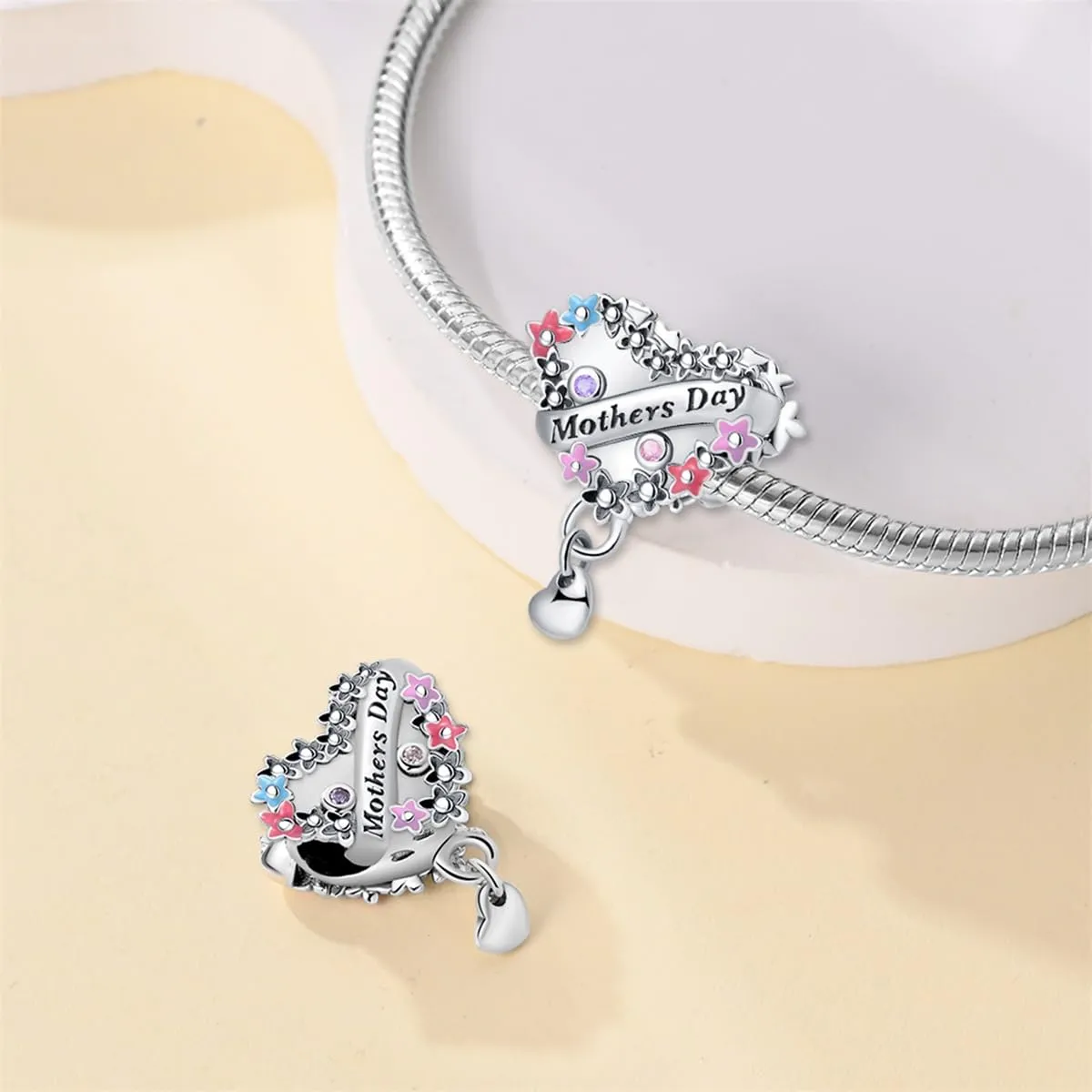 KUNSIR Ciondolo in Argento Sterling 925 con Cubic Zirconia per Braccialetti e Collane Europei - immagine 2